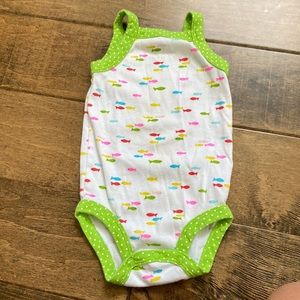 Carter’s 9M Rainbow Fish School pod green polka dot tank top onesie